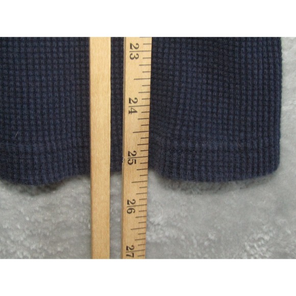 J Crew Mercantile Mens Navy Blue Waffle Knit Henley Long Sleeve Shirt Size L - Picture 7 of 8
